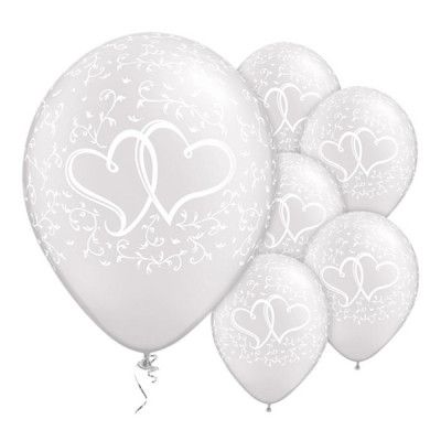 Ballonger Bröllop Hjärtan Vita - 25-pack