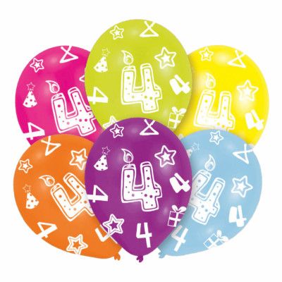 Ballonger Flerfärgad 4 År - 6-pack
