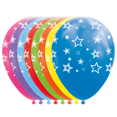 Ballonger flerfärgade med stjärnor 8-pack