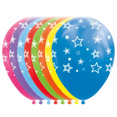 Ballonger flerfärgade med stjärnor 8-pack