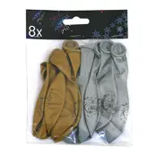Ballonger Guld/Silver Fyrverkeri - 8-pack