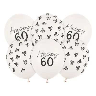 Ballonger Happy 60 med Rosetter - 6-pack