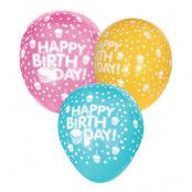 Latexballonger Happy Birthday Flerfärgad - 6-pack