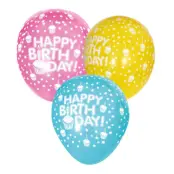 Latexballonger Happy Birthday Flerfärgad - 6-pack