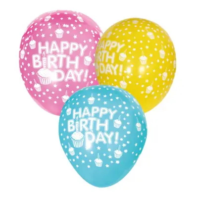 Latexballonger Happy Birthday Flerfärgad - 6-pack