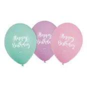 Ballonger Happy Birthday Pastell - 6-pack