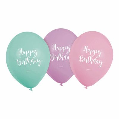 Ballonger Happy Birthday Pastell - 6-pack