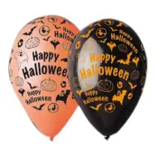 Ballonger Happy Halloween Svart/Orange - 10-pack