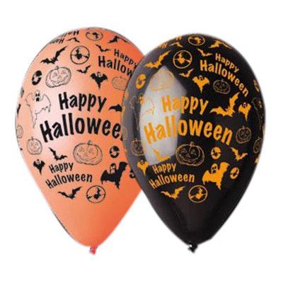 Ballonger Happy Halloween Svart/Orange - 10-pack