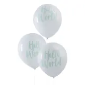 Ballonger Hello World Vit/Mintgrön - 10-pack