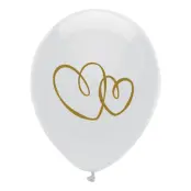 Ballonger Hjärtan Vit/Guld - 10-pack