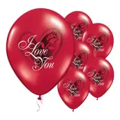 Ballonger I Love You Hjärta/Ros - 25-pack
