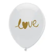 Ballonger LOVE Vit/Guld - 10-pack