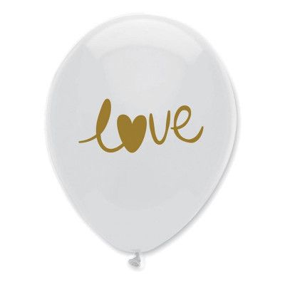 Ballonger LOVE Vit/Guld - 10-pack