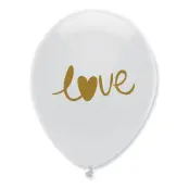 Ballonger LOVE Vit/Guld - 100-pack