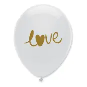 Ballonger LOVE Vit/Guld - 50-pack