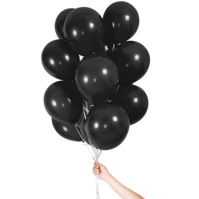 Ballonger Med Ballongsnöre Svart 30-pack