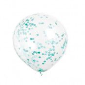 Ballonger med konfetti blågrön 6-pack