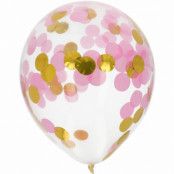 Ballonger med konfetti Guld/Rosa 30 cm 4-pack