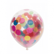 Ballonger med stora flerfärgade konfetti, 6-pack