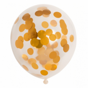 Ballonger med stora guld metallic konfetti, 6-pack