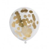 Ballonger med stora guldiga konfetti, 6-pack