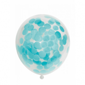 Ballonger med stora ljusblå konfetti, 6-pack