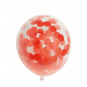 Ballonger med stora röda konfetti, 6-pack