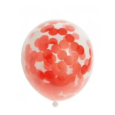 Ballonger med stora röda konfetti, 6-pack