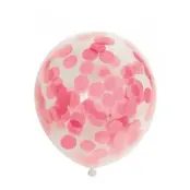 Ballonger med stora rosa konfetti, 6-pack