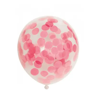 Ballonger med stora rosa konfetti, 6-pack