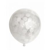 Ballonger med stora vita konfetti, 6-pack