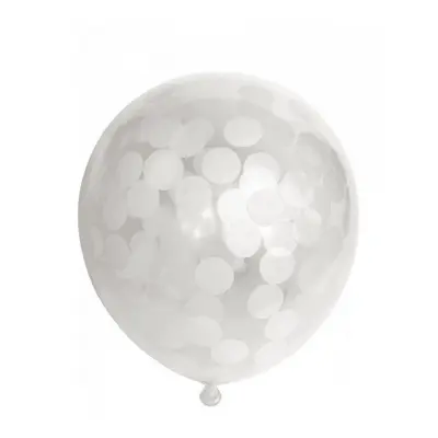 Ballonger med stora vita konfetti, 6-pack