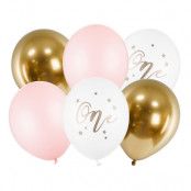 Ballonger One Ljusrosa/Guld - 6-pack