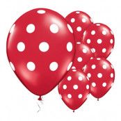 Ballonger Polka Dot Röd/Vit - 25-pack