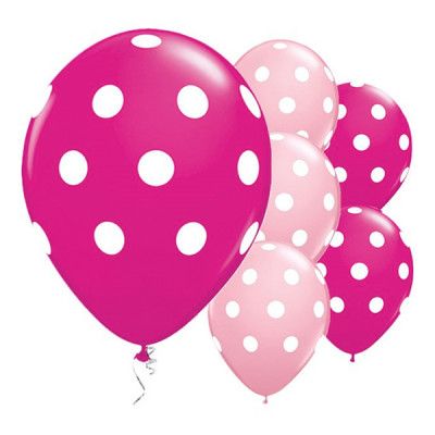Ballonger Polka Dot Rosa/Cerise - 25-pack