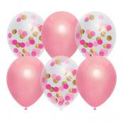 Ballonger Prinsess Rosa Mix - 6-pack