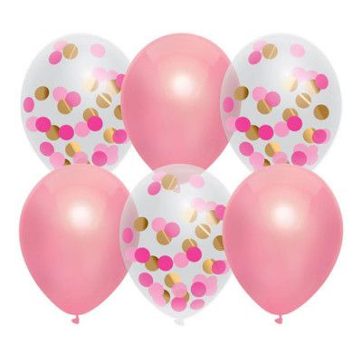Ballonger Prinsess Rosa Mix - 6-pack