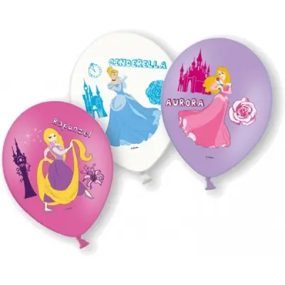 Ballonger prinsessor färgtryck 6-pack
