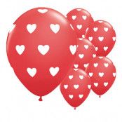 Ballonger Röda med Vita Hjärtan