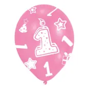 Ballonger Rosa 1 År - 6-pack