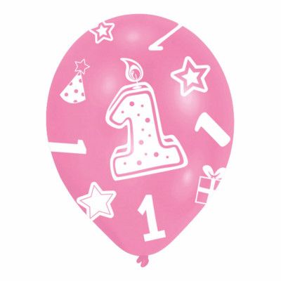 Ballonger Rosa 1 År - 6-pack
