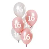 Ballonger Rosa/Silver 16 År - 6-pack