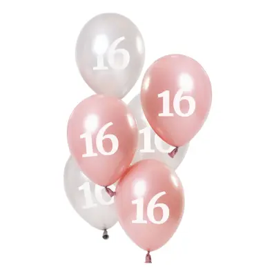 Ballonger Rosa/Silver 16 År - 6-pack