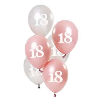 Ballonger Rosa/Silver 18 År - 6-pack
