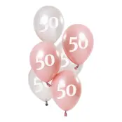 Ballonger Rosa/Vit 50 År - 6-pack