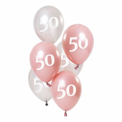 Ballonger Rosa/Vit 50 År - 6-pack