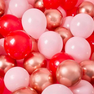 Ballonger Roséguld/Rosa/Röd - 100-pack