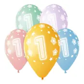 Ballonger Siffra 1 Flerfärgade - 5-pack