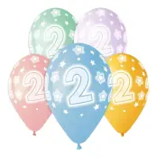 Ballonger Siffra 2 Flerfärgade - 5-pack